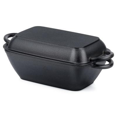 Cast Iron Roasting Pan, Goose Pot, Meat Roasting Dish 2 In 1