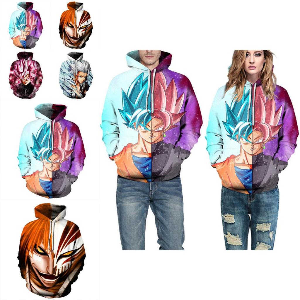 Polyester Dragon Ball Z Super Saiyan Goku Men Women Anime Pullover Hoodie**