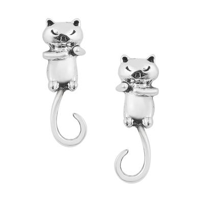 Cat Tail Stud Earrings - 925 Sterling Silver