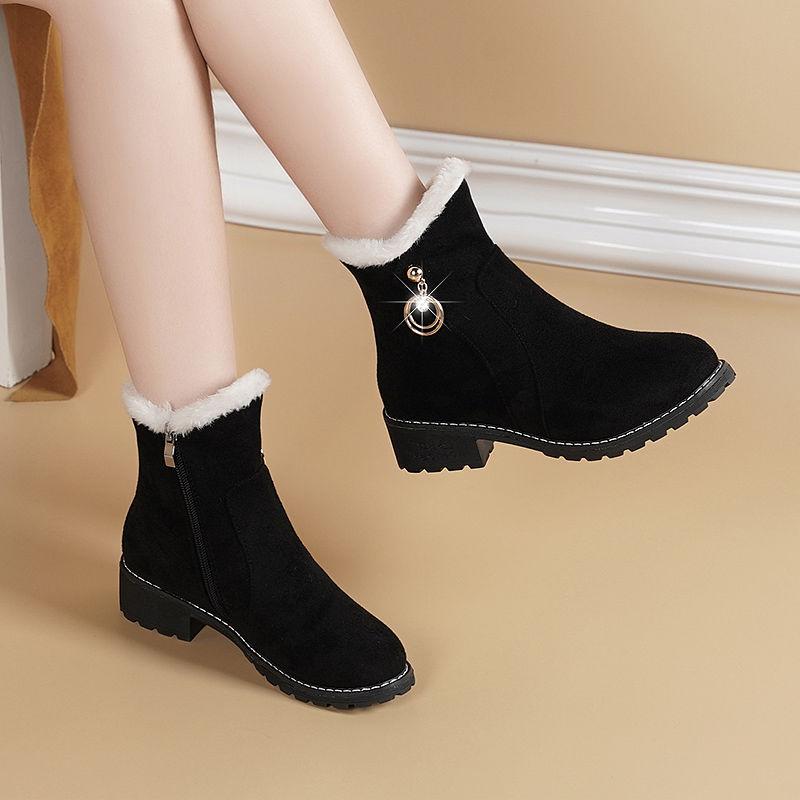 Boots Women Thick Bottom Shoes Women Winter Padded Frosted Short Boots Women Flat Slope Heel Soft Bottom Women's Boots