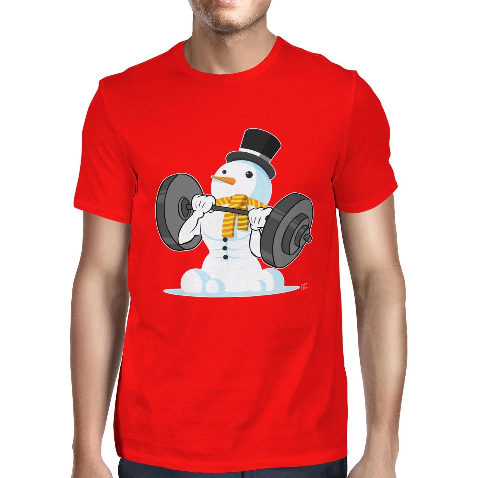 1Tee Mens Snowman Lifting Weights T-Shirt XS