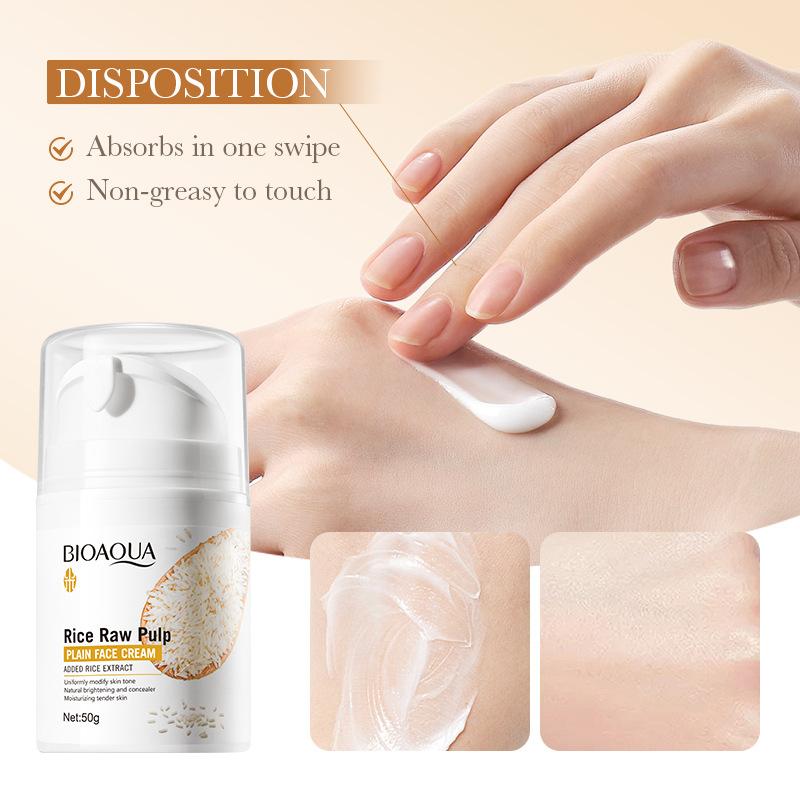 Pirinç Püresi Yüz Kremi - Hipoalerjenik Nemlendirici Krem, Gliserin ve Pirinç Bazlı, Açık Cilt Rengi, Parlaklık Esansı, Pürüzsüzleştirici Ton Yükseltici Krem