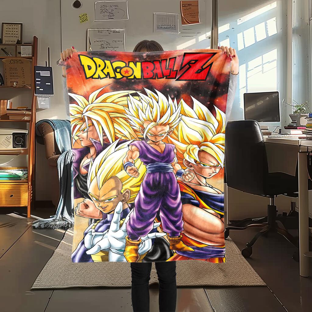 1PC Dragon Ball Z  Print Flannel Blanket, High quality All Seasons, Home Decor, Warmth and Comfort, Perfect for Christmas Gifts
