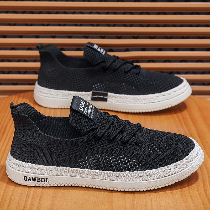 

fashion Summer Men Shoes The New Breathable Hollow Out Mesh Shoes Flying Weaving Sneakers Casual Shoes Casual Loafers Zapatillas Hombre 44 чорний