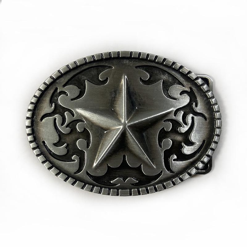 

Pentagram Ethnic Style Blue Oval Zinc Alloy Belt Buckle