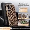 Genuine Leather Magnetic Phone Case for Samsung Galaxy S26 Ultra Case, New Leopard Print S26+ Rotating Stand Premium Phone Case