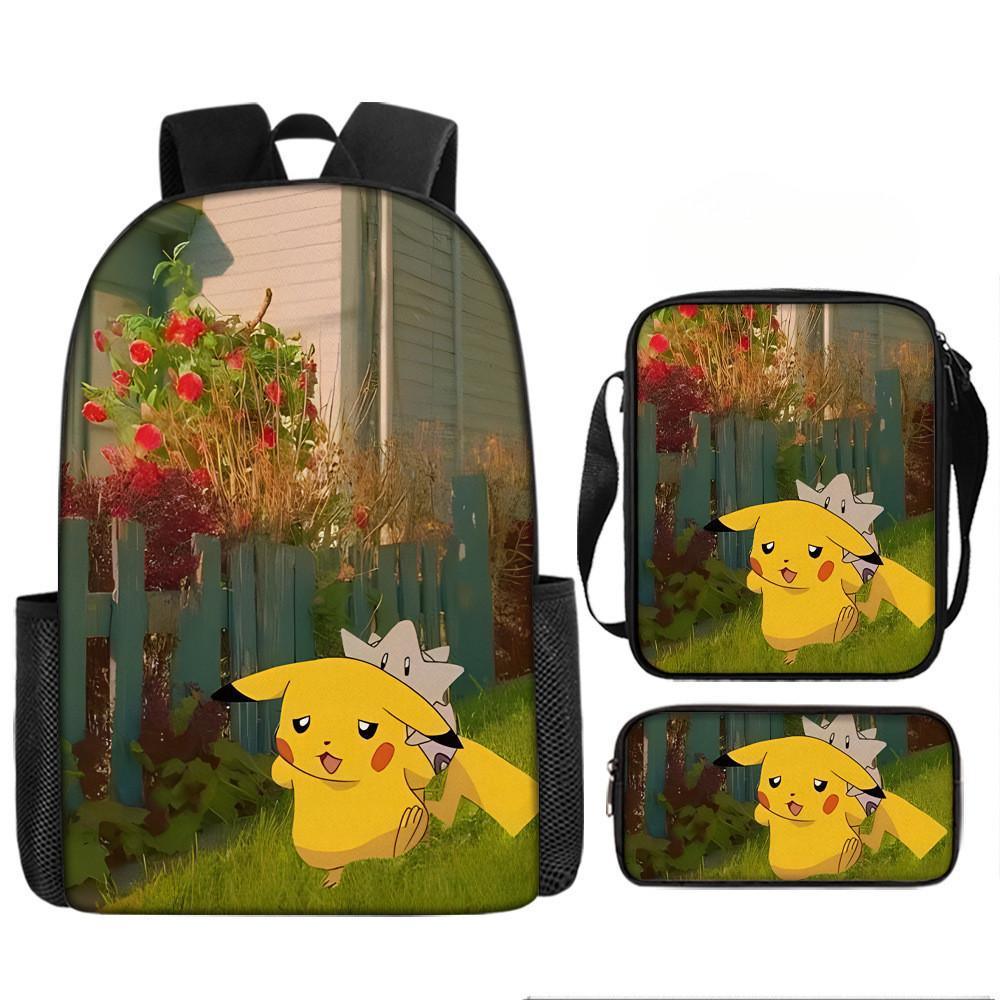 Pokémon Printed Cartoon Backpack Children Schoolbag Shoulder Bag Pencil Bag