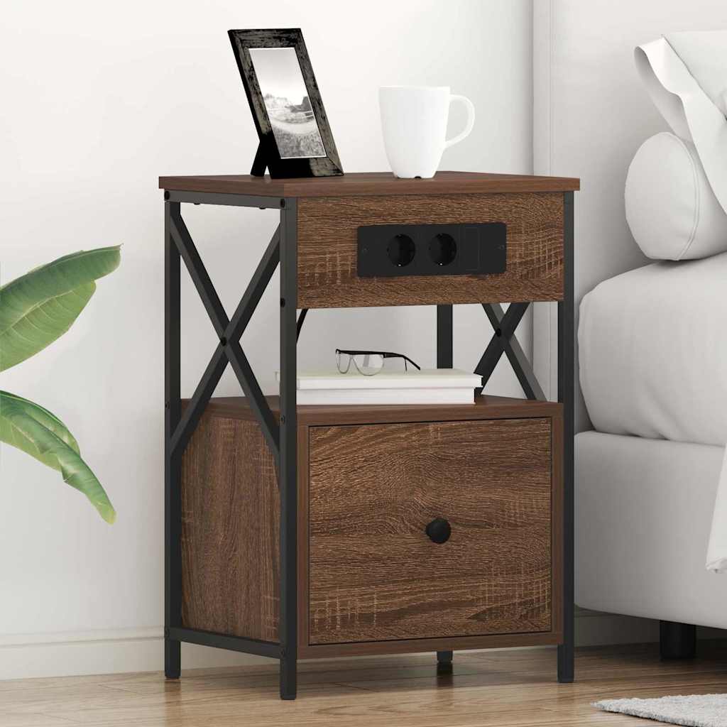 Nightstand Brown Oak Look 40 x 31 x 60 cm Engineered Wood