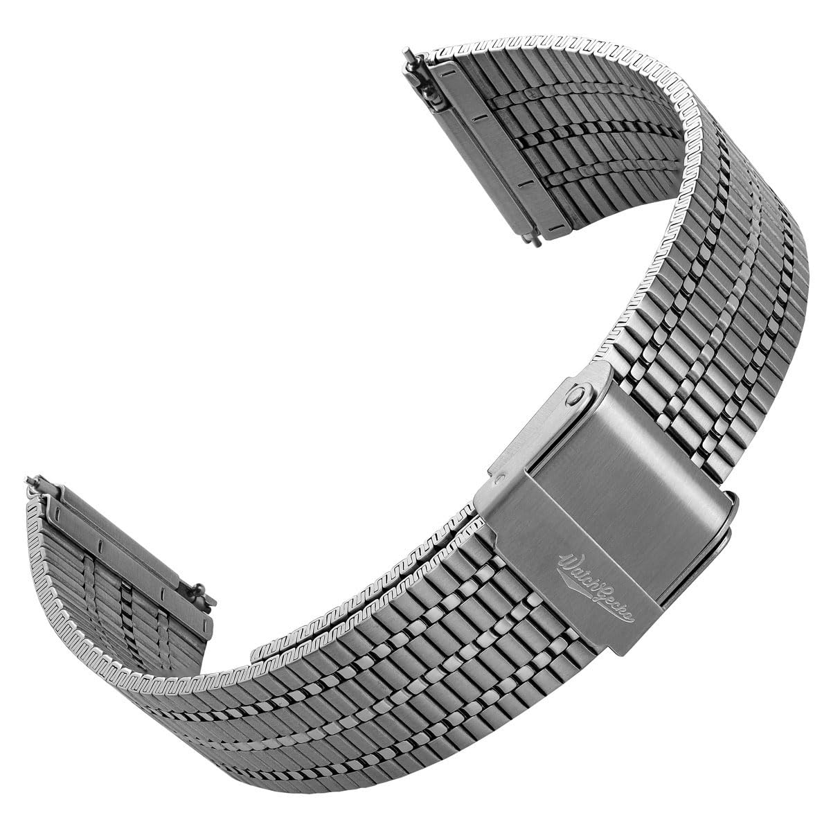 

WatchGecko Классический ретро-стиль, ремешок для часов из нержавеющей стали, матовая и полированная отделка, раскладывающаяся застежка, пружинные ушки для быстрой замены, 20 мм, Сталь