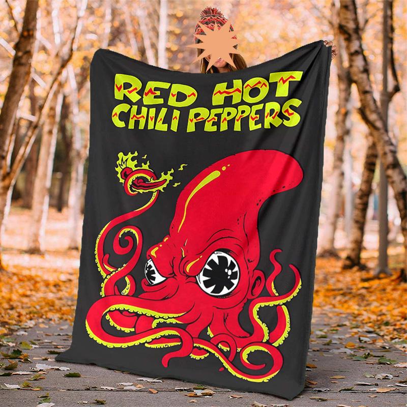 Hot Chili Peppers Flannel Blanket Soft Warm All-Season Throw, Design for Camping, Car Travel, Hiking Sofa, Bed, Office Perfect Gift for Parties
