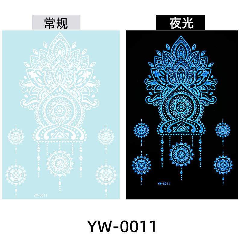 Glow In The Dark Indian Lace Tattoo Stickers - Henna Style Hand Body Art