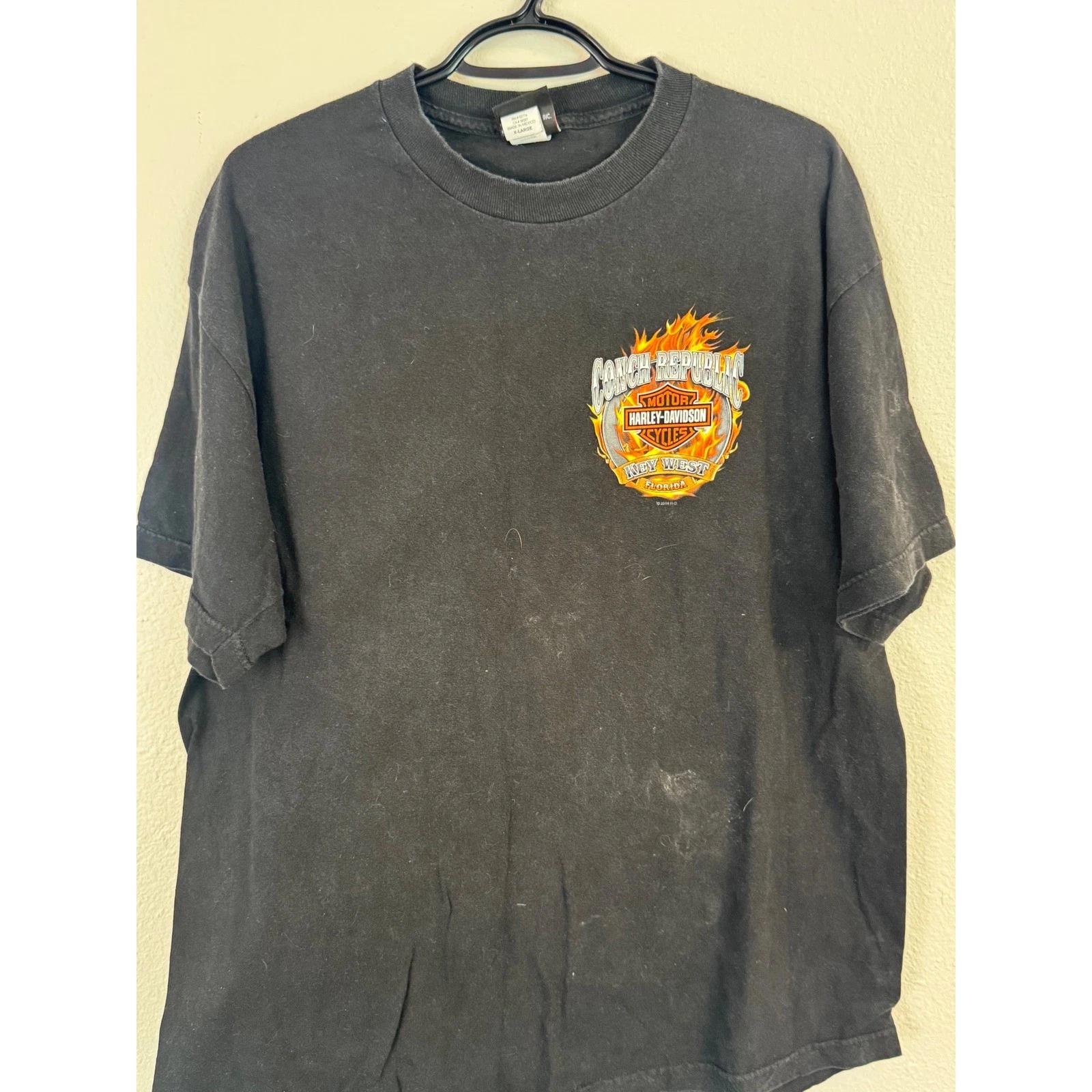 Harley-Davidson Key West Florida T-Shirt Mens XL Black Conch Republic 2014 Map 4XL