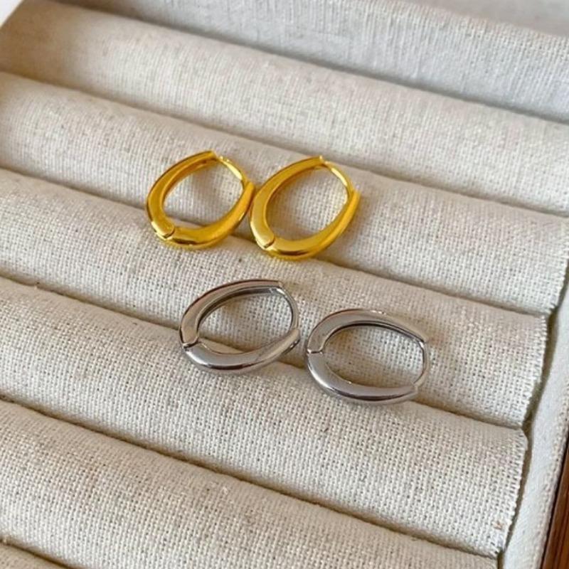 Elegant Gold Color Oval Hoop Earring for Woman Metal Elegant Vintage Geometric Statement Luxury Earrings Party Jewelry Gifts