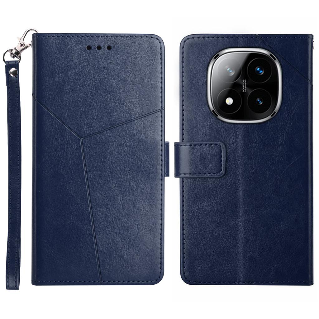 For Xiaomi Redmi Note 14 Pro 4G Case Y Shaped Lines Imprint Leather Phone Cover
