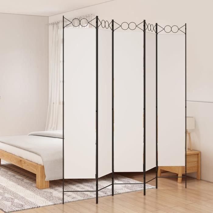 350170 vidaXL Room Divider 5 Panels White 200x220 Cm Fabric