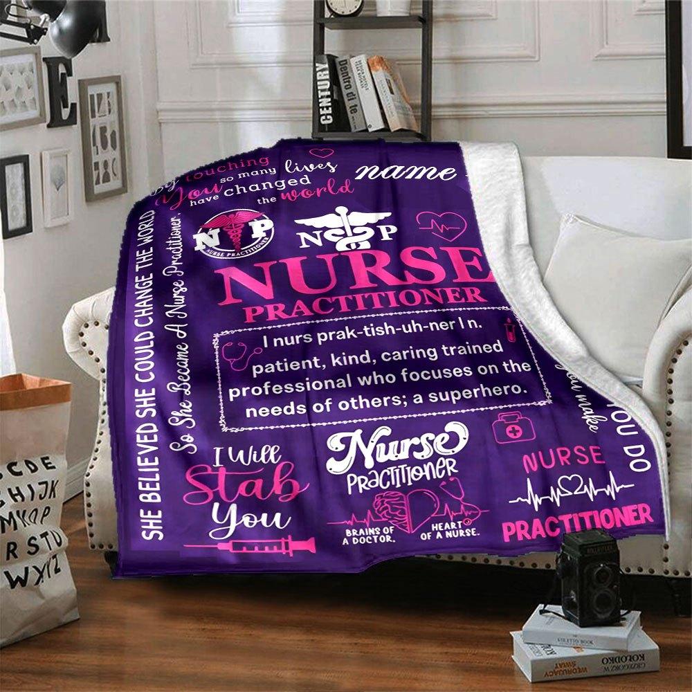 Nurse Practitioner Tribute Lightweight Personalized Blanket Personalized Name Soft Warm Cozy Versatile For Sofa Couch Office Bed Picnics Four Seasons