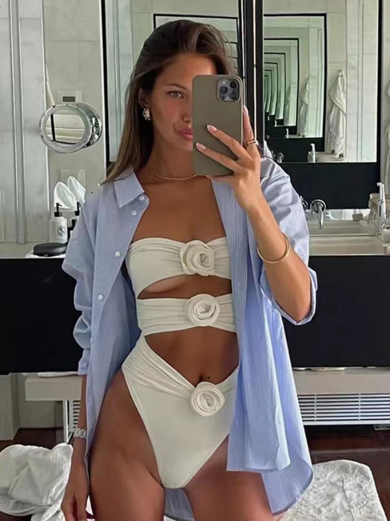 Sexy Women One Piece Swimsuit Female Swimwear High Waist Swimming Suit Bandeau Monokini Hollow Out Beachwear Bathing Suit