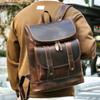 Herren Rucksack Retro Echtleder Casual Rucksack mit großer Kapazität Business Laptoptasche