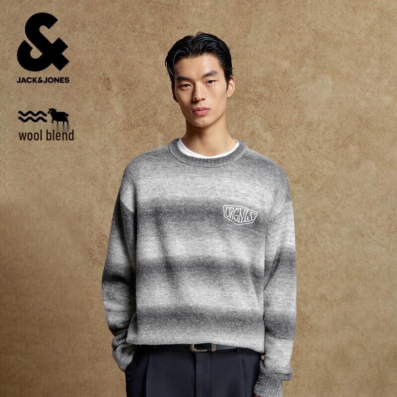 

JACK&JONES Men s Gradient Letter Embroidered Round Neck Sweater