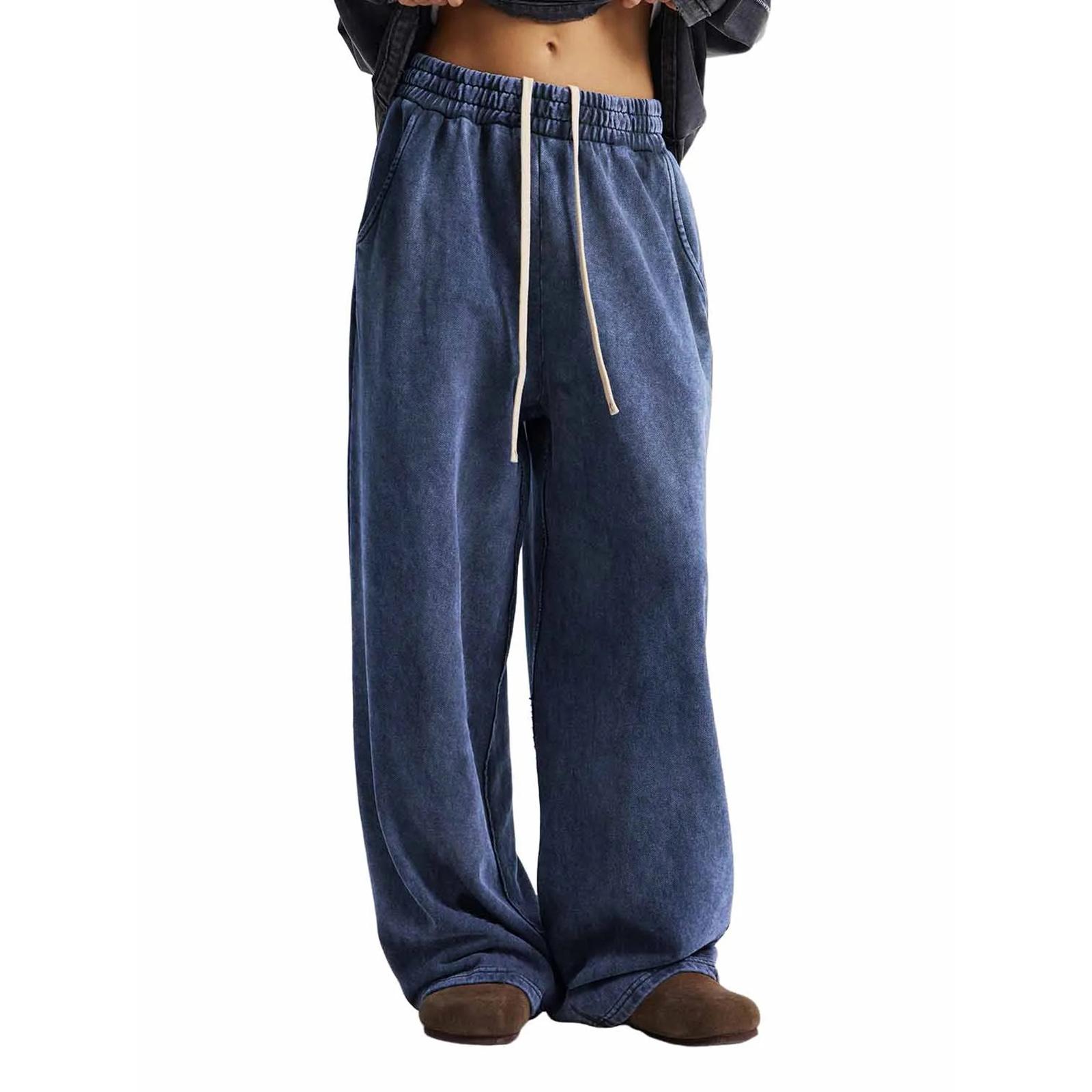 

Women s Solid Color Casual Fashion Button Versatile Trousers XXL тёмно-синий