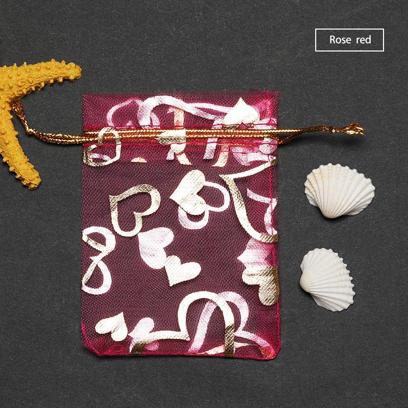 50pcs Love Heart Organza Bags Wedding Gift Christmas Bags Tulle Favor Sack Jewelry Popular Drawstring 7X9 9X12 11X16 13X18cm