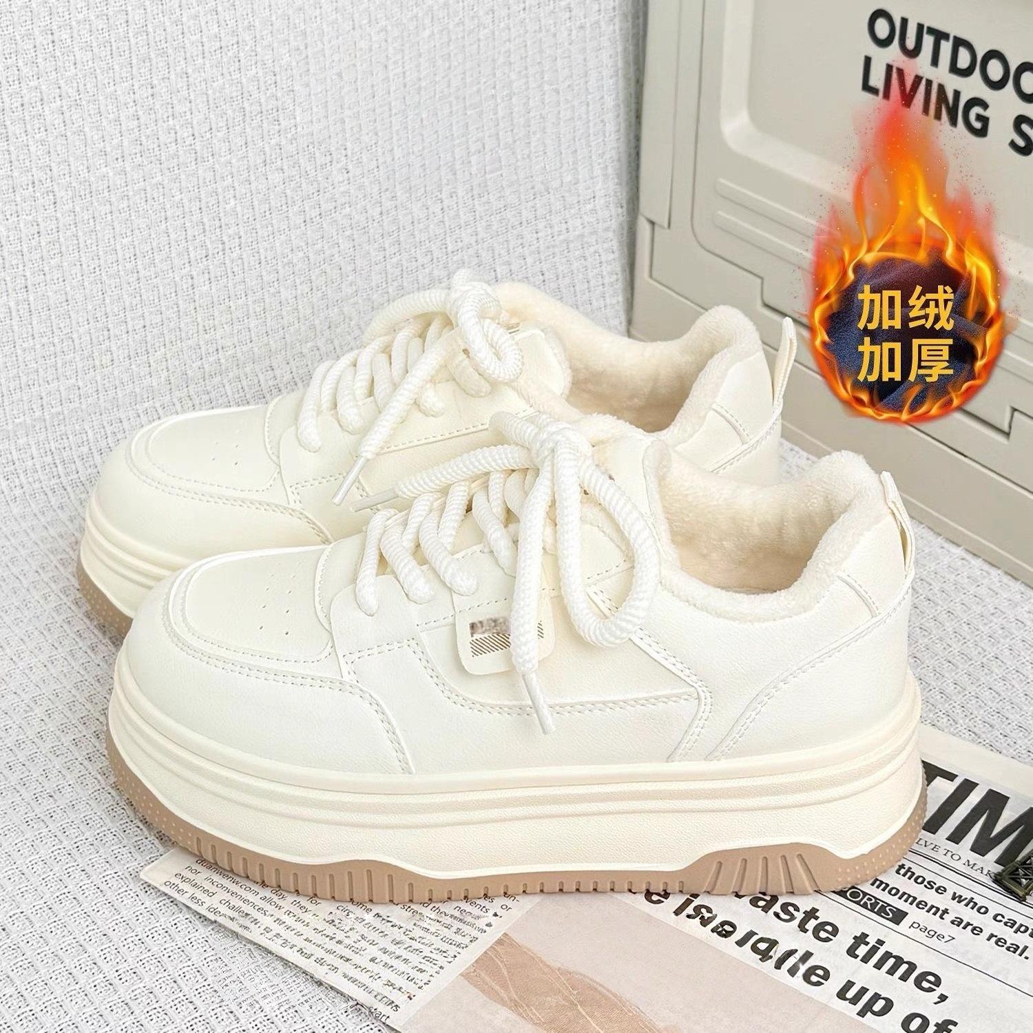 Women s Shoes 2026 Winter New Women s Shoes Versatile Thick soled Velvet Warm Board Shoes for Women 35