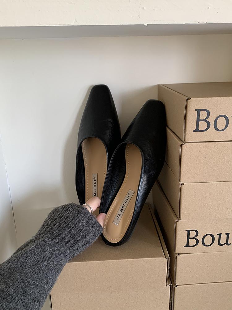 Fashion 2025 Spring Summer New Women Slipper Ladies Pointed Toe Slip On Ladies Casual Mules Shoes Flat Heel Outdoor Dress Sandal Shoes