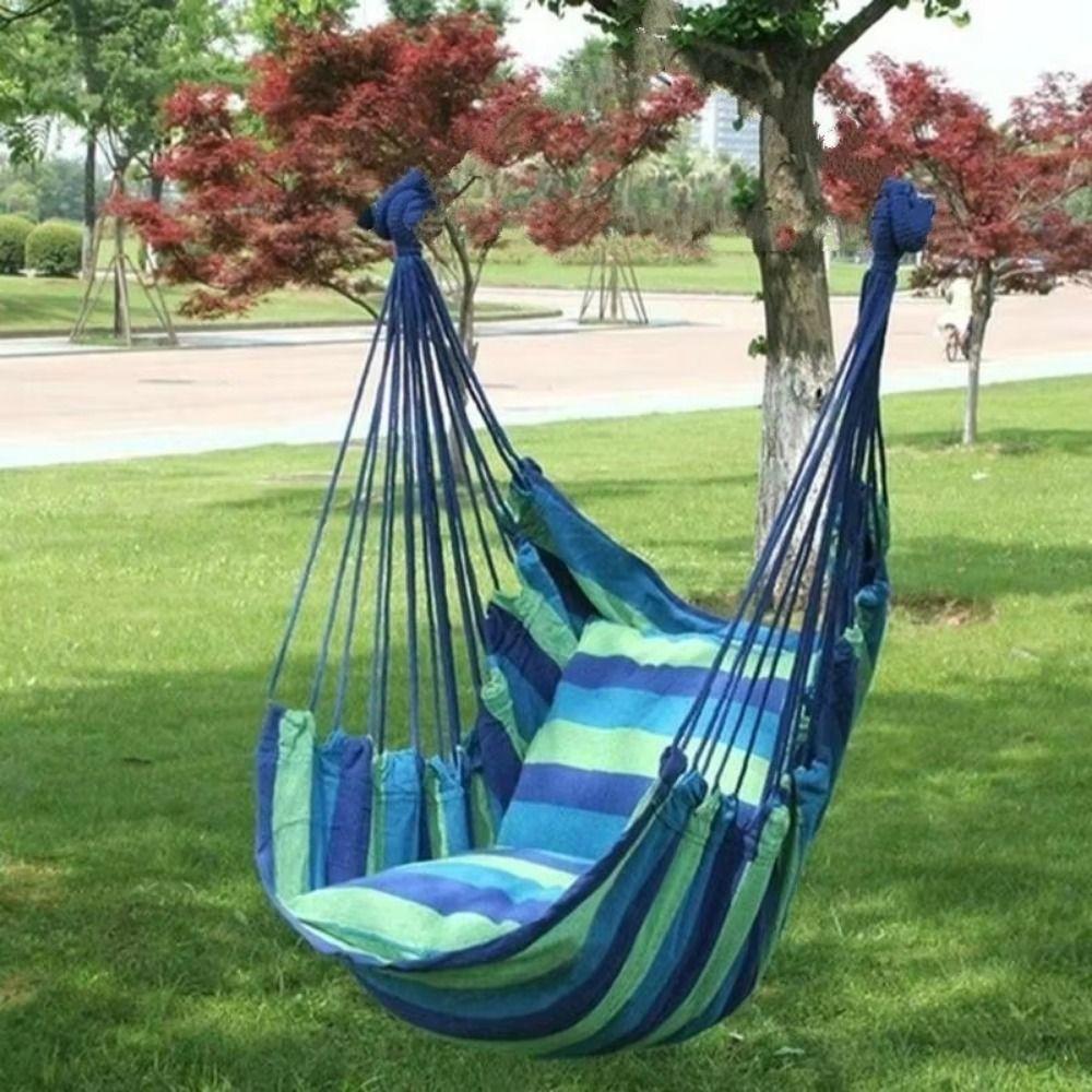 

Colorful Stripe Garden Swing Chair Thicken Garden Swing Seat Patio Relaxation Set 1 Black