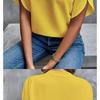 Damen 2025 Sommer Casual Einfarbig V-Ausschnitt Locker Bluse Tops für Damen