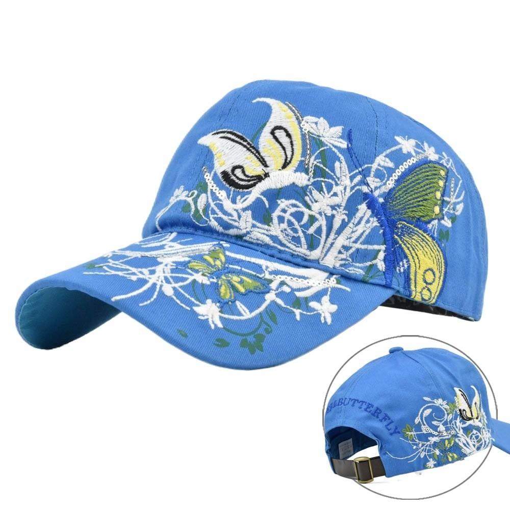 Embroidered Butterfly Baseball Cap Sequin Cotton Baseball Cap Cute Peaked Cap Outdoor