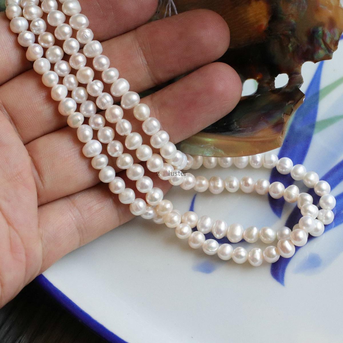 Handmade Jewelry Material: 5mm Round Freshwater Pearl Beads Strands for Bracelets and Necklaces