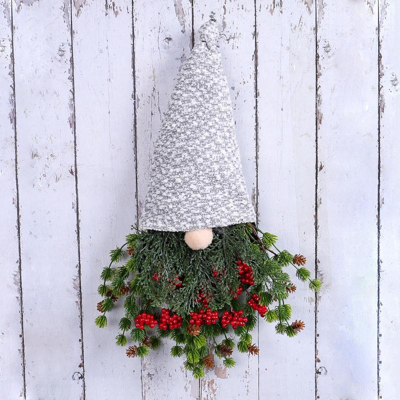Christmas Wreath, Fabric, Red Fruit Hat, Upside Down Tree, Faceless Santa Claus, Door Hanging, Yard Decoration Props