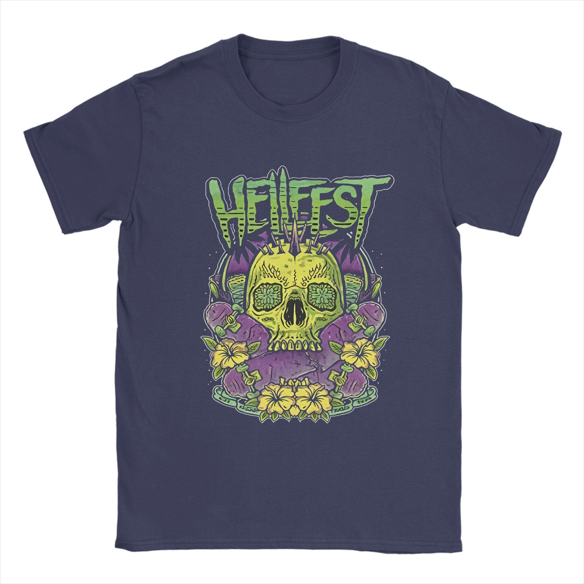 

Men s T-Shirt Hellfest Heavy Metal Music Leisure 100% Cotton Tees Short Sleeve T Shirt Crewneck Tops Gift Idea 4XL