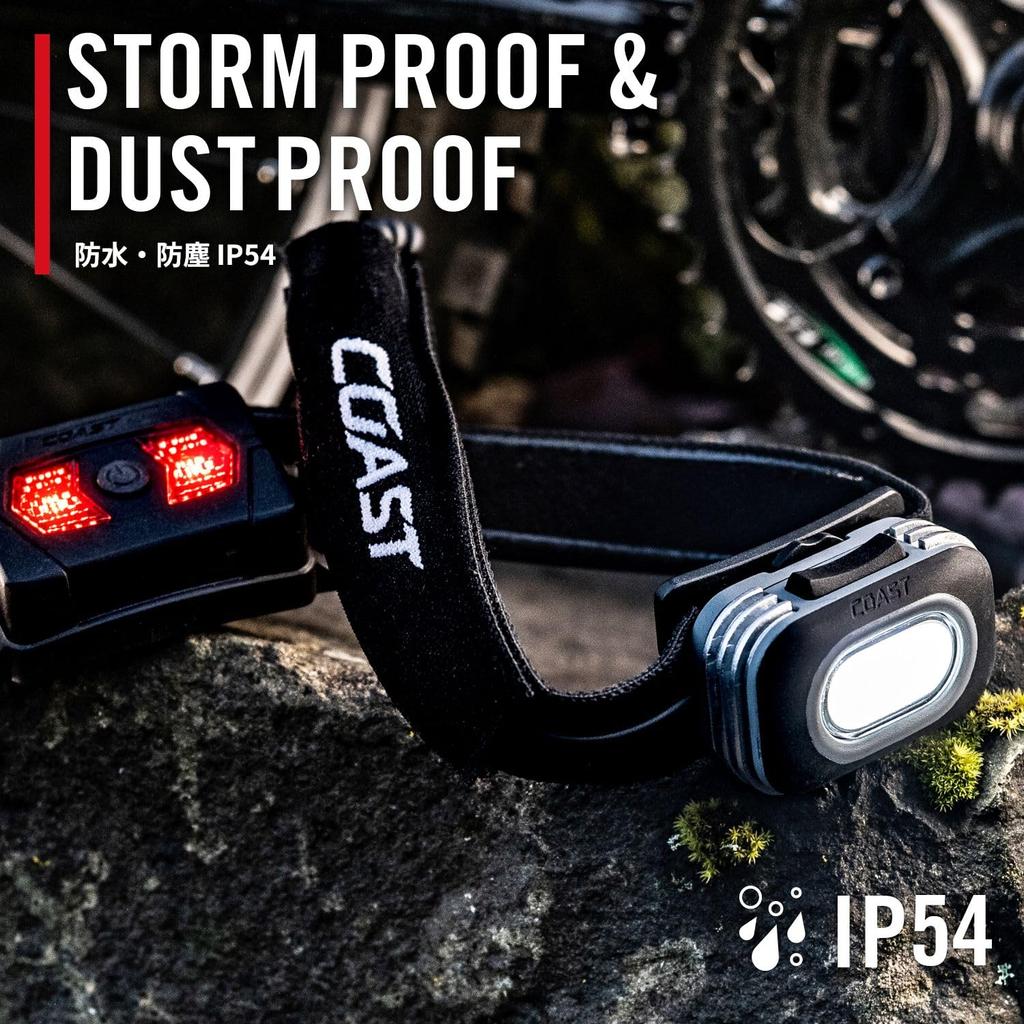 COAST LED Maximale Leuchtkraft Wasserdicht und Kompatibel mit Trocken- und Wiederaufladbarer Hybrid-Stirnlampe, RL10, Leistung 560lm, Staubdicht, IP54, Batterien,