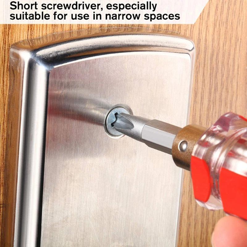Short Screwdriver Flat Head Cross-Head 2-in-1 Set For Narrow Spaces Repairing Sewing Machines Hand Tools (Red&Green)