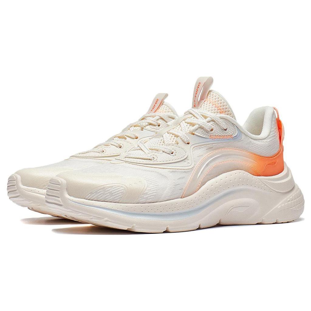 Li Ning Liuyun Abrasion Resistant Breathable Slip Resistant Low top Sports Casual Shoes Women's White Orange AGLT030-4