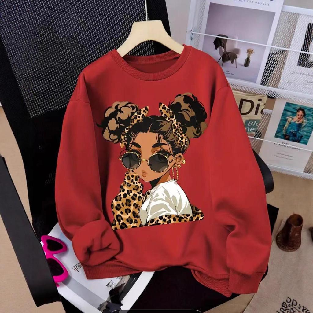 Women's Casual American Retro Sunglasses Print Hoodie