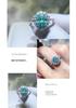 Paraiba Grüner Moissanit Damenring - S925 Silber, Europäischer & Amerikanischer Modeschmuck, Buntes Design