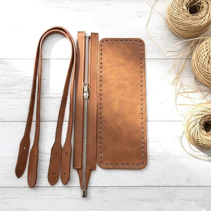 Kit para Hacer Bolsos de Cuero DIY Set de Tejer Bolsos de Cuero PU Correa de Hombro, Almohadilla Moldeadora para la Base del Bolso