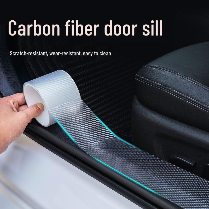 Universell gjennomsiktig karbonfiber bil dørterskelbeskytter og antikollisjonslist for velkomstpedal og bagasjerom