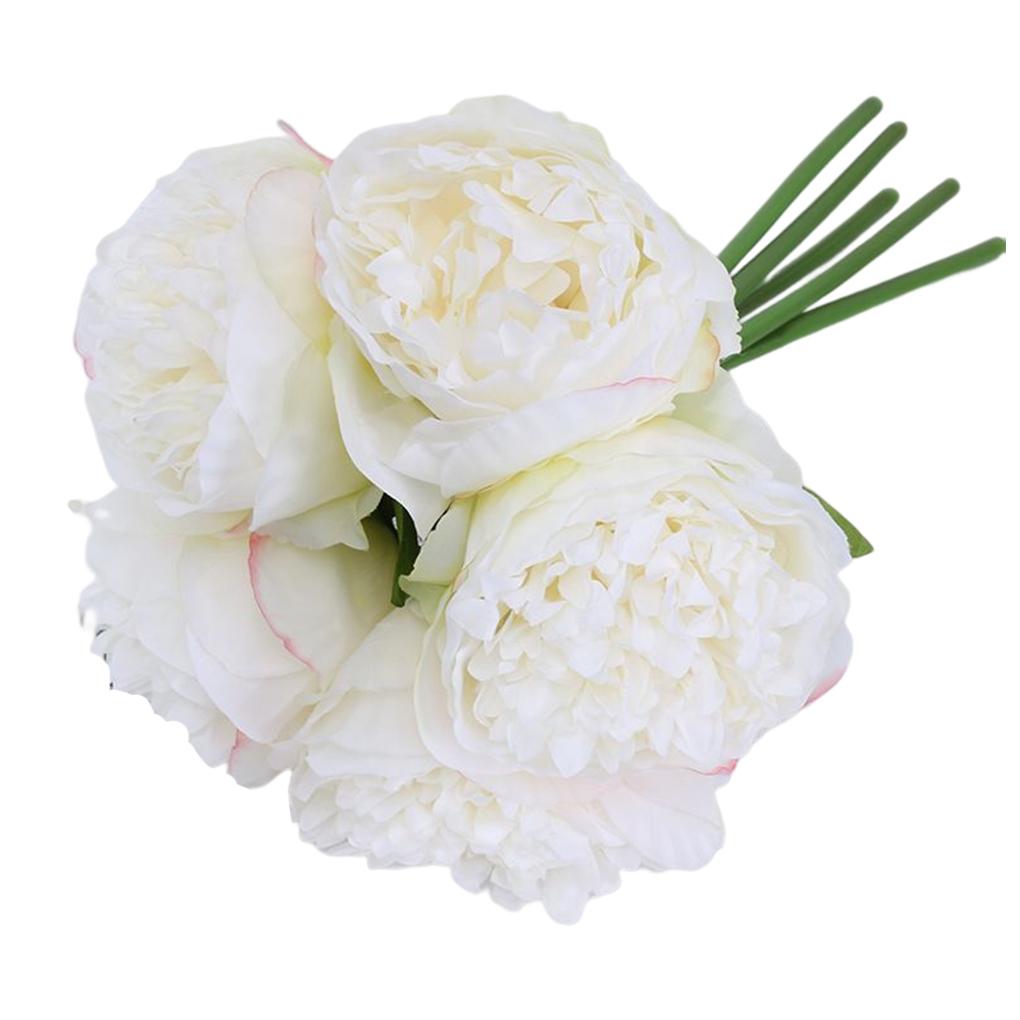 

Винтажные пионы искусственные цветы - 2 шт. букет шелковых цветов 10 головок пионов для свадебного домашнего украшения(кремовый белый)