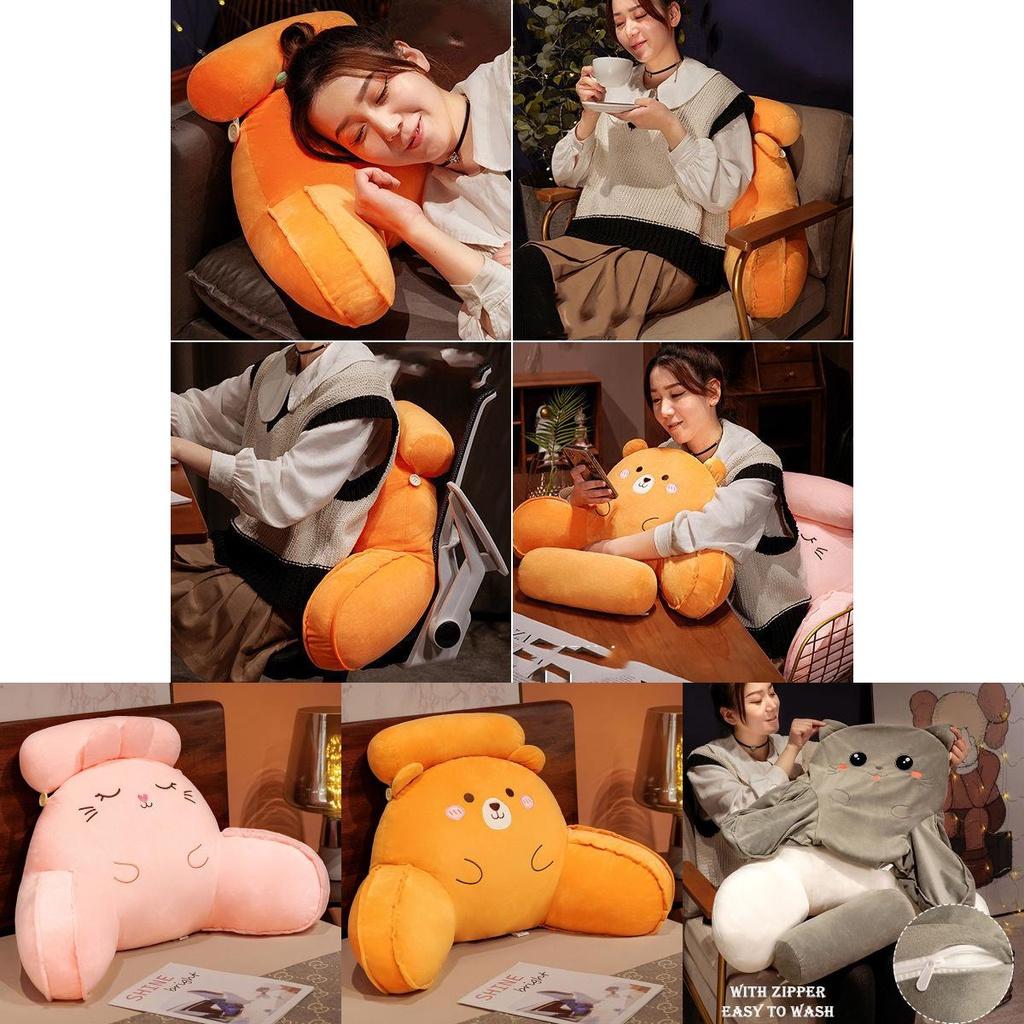 Soft Plush Dinosaur Backrest Cushion With Arms Bedside Pillow Gift