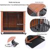 Movable Wooden & Metal Dog Crate with Toilet Separator for Medium/Small Dogs