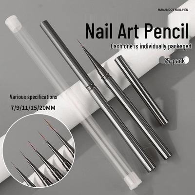 Gunmetal Ultra-Fine Nail Art Liner Pen & Brush Set for Precise Line and Flower Painting