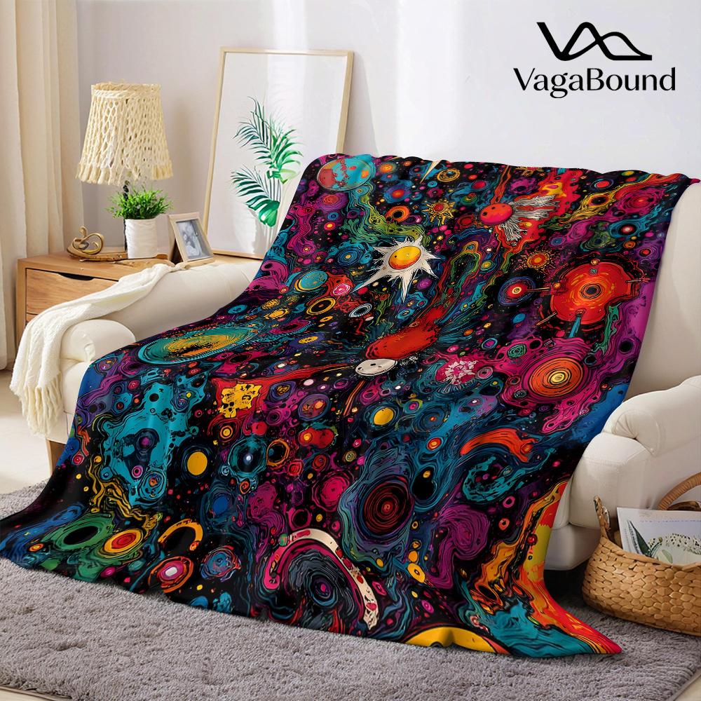 Cosmic Hue Flannel Blanket Warm Soft Halloween Christmas Couch Warm Cozy Decorative Decor Gift for All Season