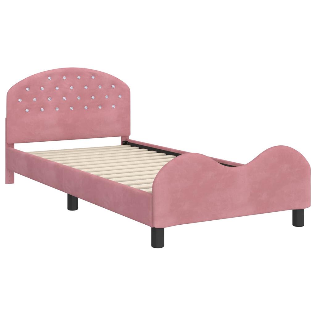 Kids Bed Frame with Headboard Pink 90 x 200 cm Velvet