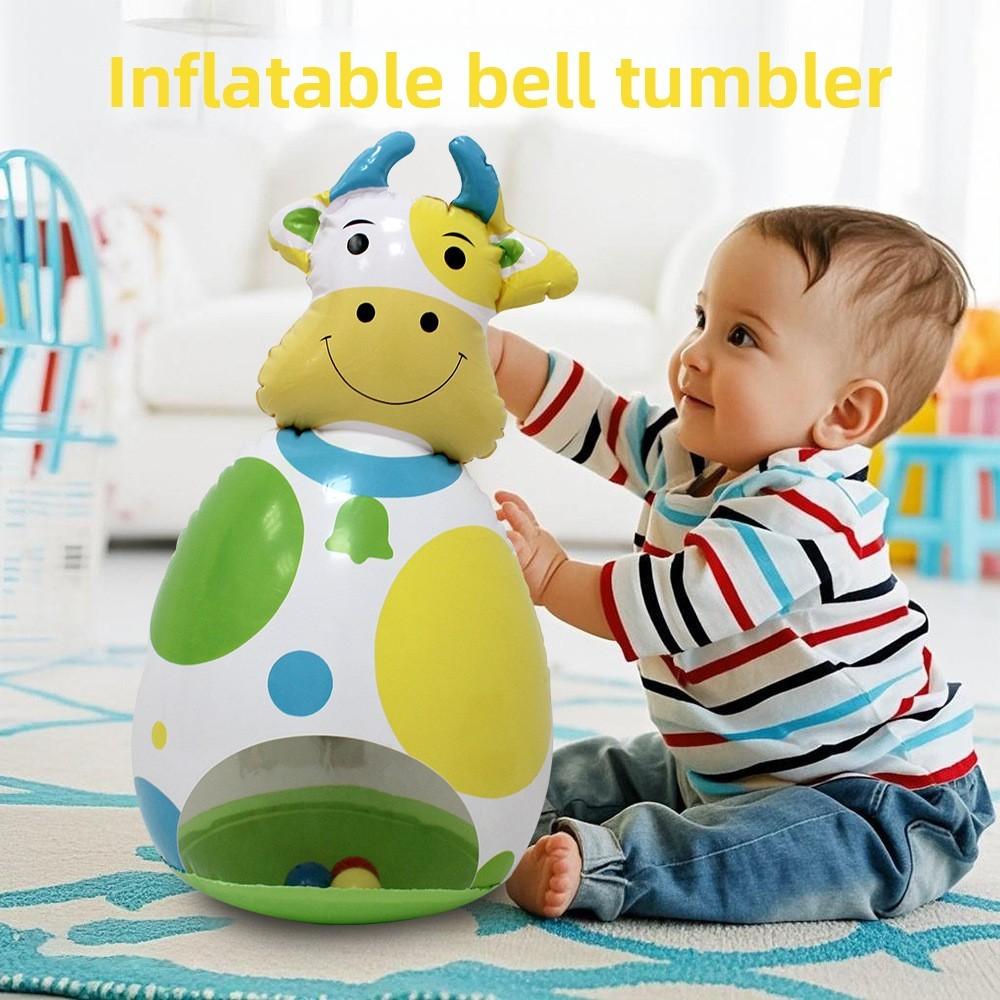 Pvc Children Plastic Inflatable Cow Bell Rattle Toy For Learning Play Gifts