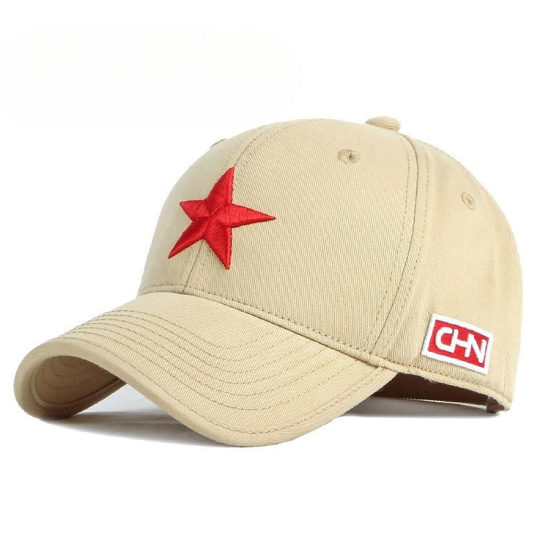 

Red Star Embroidery Chinese Style Baseball Cap Men Women Structured Hard Top Sun Protection Casual Dad Hat CHN Patch Peaked Cap 56-60cm хаки
