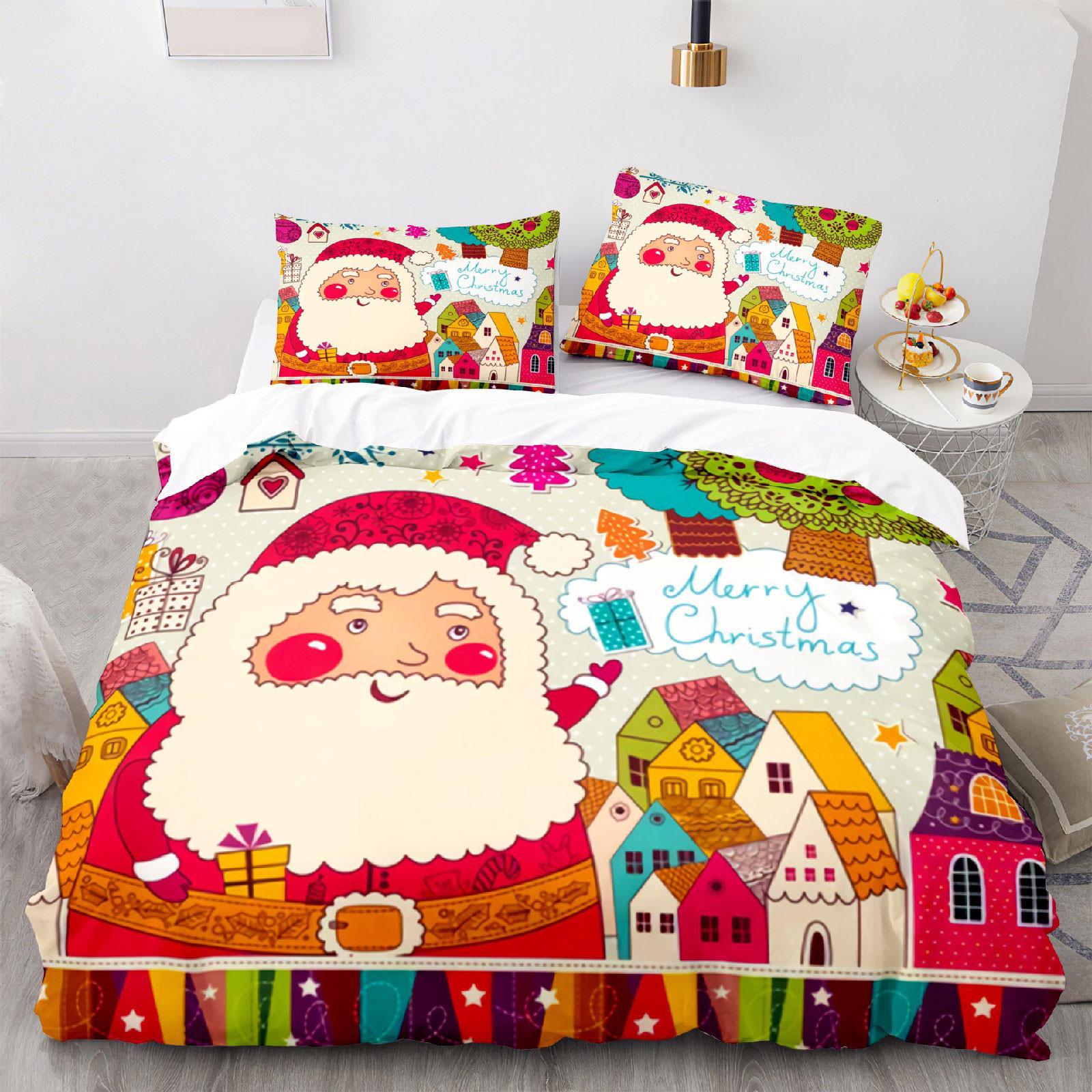 

Підодіяльник із принтом із різдвяними прикрасами Двоспальне ліжко з надзвичайно м’якої щітки з мікрофібри Зручний набір із застібкою-блискавкою та 2 наволочками One Size