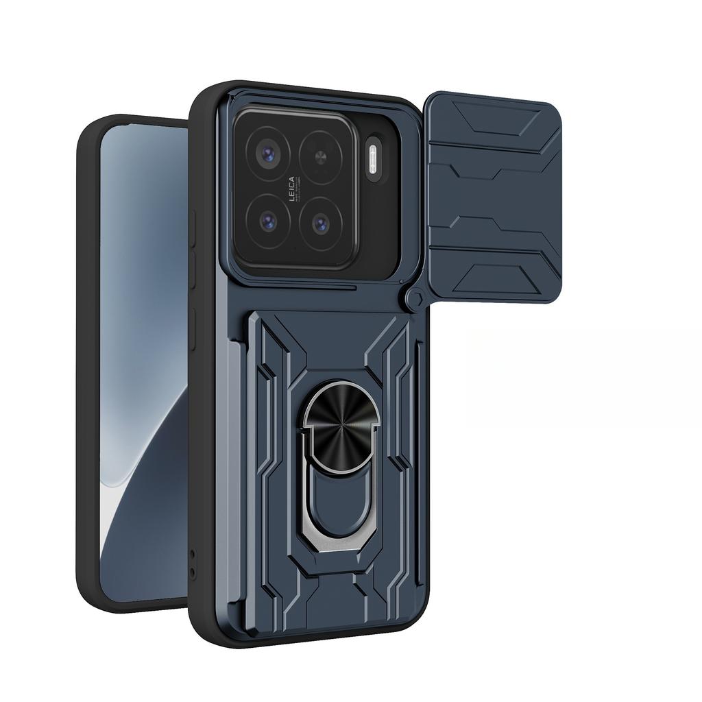 For Xiaomi 15 Case Camera Rotation Slide Card Slot Rotation Car Magnetic Ring Phone Case Protective Cover